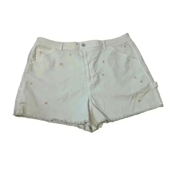American Eagle High Rise 90s Boyfriend Shorts Embroidered Flowers 4" Size 18 - Picture 1 of 8